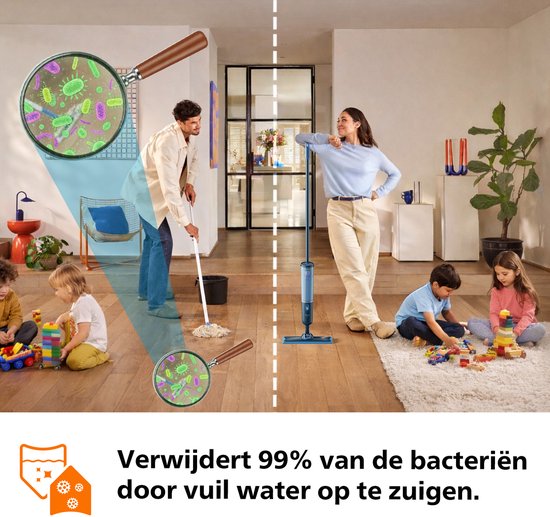Philips OneUp Elektrische Dweil 3000 series XV3101/01 - Dweilsysteem - Vloerreiniger - Vuil water opzuigen - 1 stand - 50min dweilen - Geen emmer nodig
