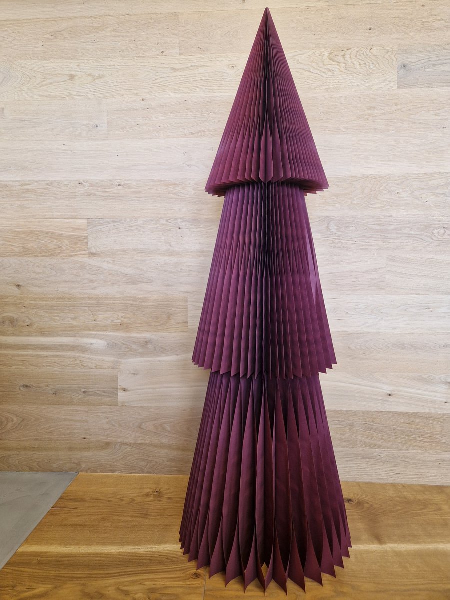 Decoratieve papieren kerstboom met klittenband - bordeaux rood - 150cm