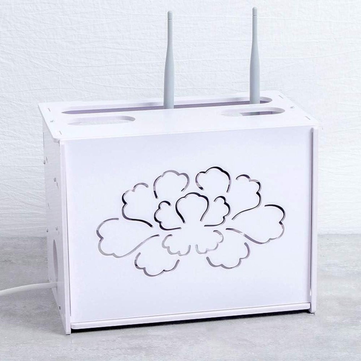 Opbergrek Set-top Box - Wandrek TV - Media Organiseren - Groot Draagvermogen - 30 x 195 x 235 cm - Wit
