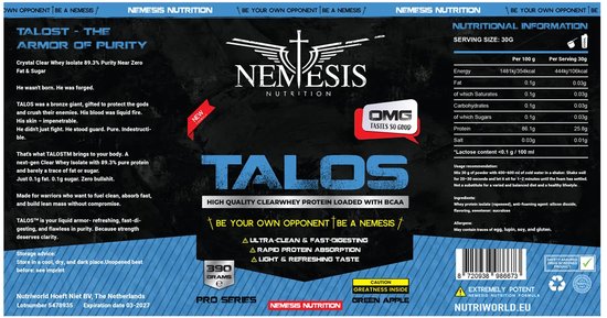 Nemesis Nutrition | Talos | Clear Whey | Green Apple | 390gr 13 servings | Nutriworld