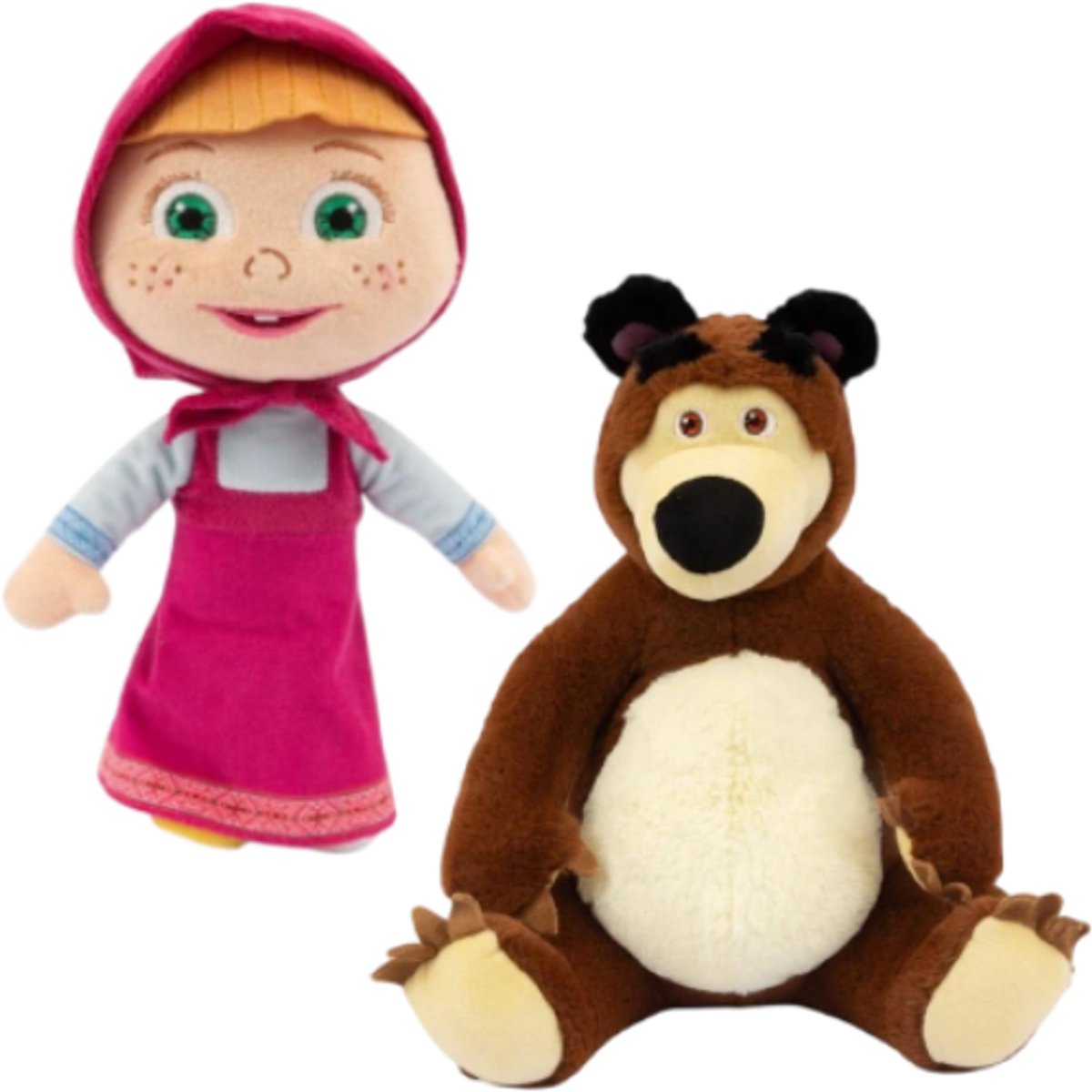 Masha en de Beer Pluche Knuffel Set 20 cm - Masha and the Bear Plush Toy - Speelgoed Knuffels voor Kinderen Jongens Meisjes