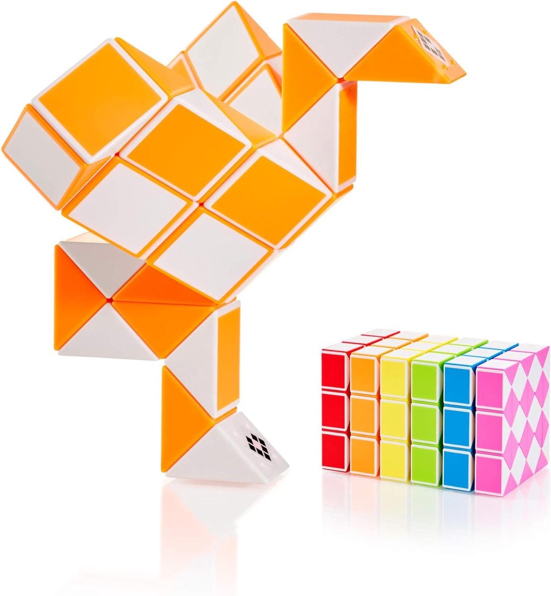 Magische Slang Puzzel - Draai Puzzel - Creatief Spelen - 36 Blokken - 620 x 24 x 17 mm - Oranje