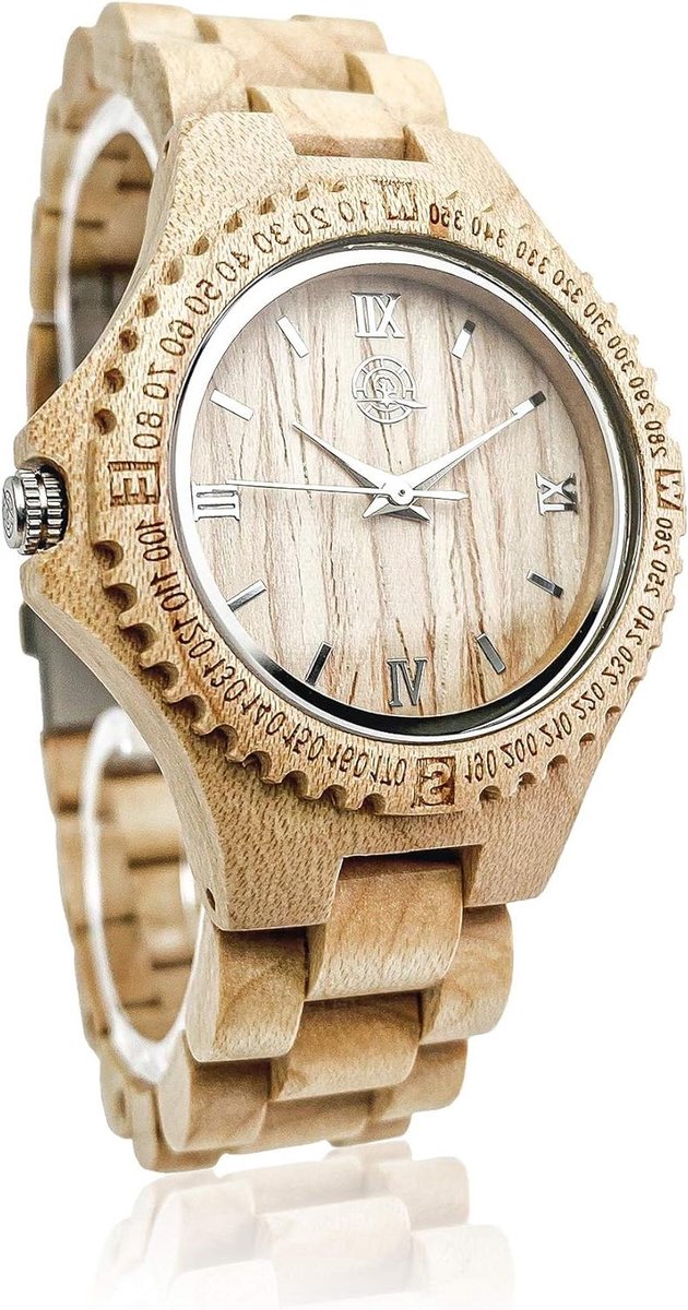 Houten Dameshorloge - Uniek polshorloge - Tijd aflezen - Natuurlijk materiaal - 38 gram - Houtkleur