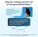 Vrouw kijkt omhoog naar de zon, met een grafiek van hartslagvariabiliteit.
