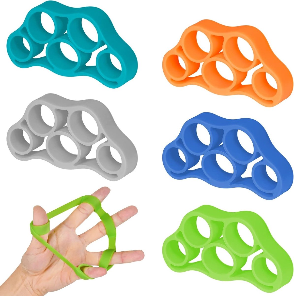 Vingertrainer voor Handkracht, 5-delige Silicone Set voor Versterking en Rehabilitatie van Handen en Vingers, Drukverlichting en Ontspanning