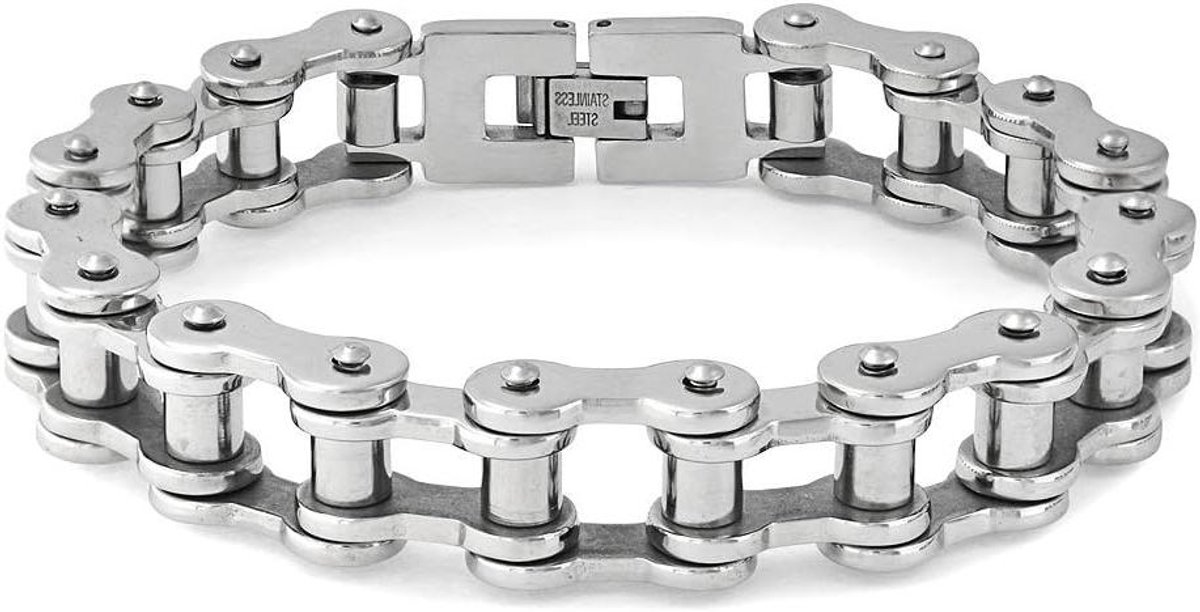 Heren Armband - Stalen Ketting - Dagelijks Gebruik - Grote Schakel - 22 cm - Zilverkleurig