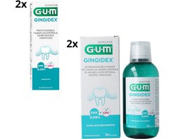 GUM Gingidex 0.06% Chloorhexidine Voordeelpakket - 2x Mondspoeling + 2x Tandpasta - 2 stuks