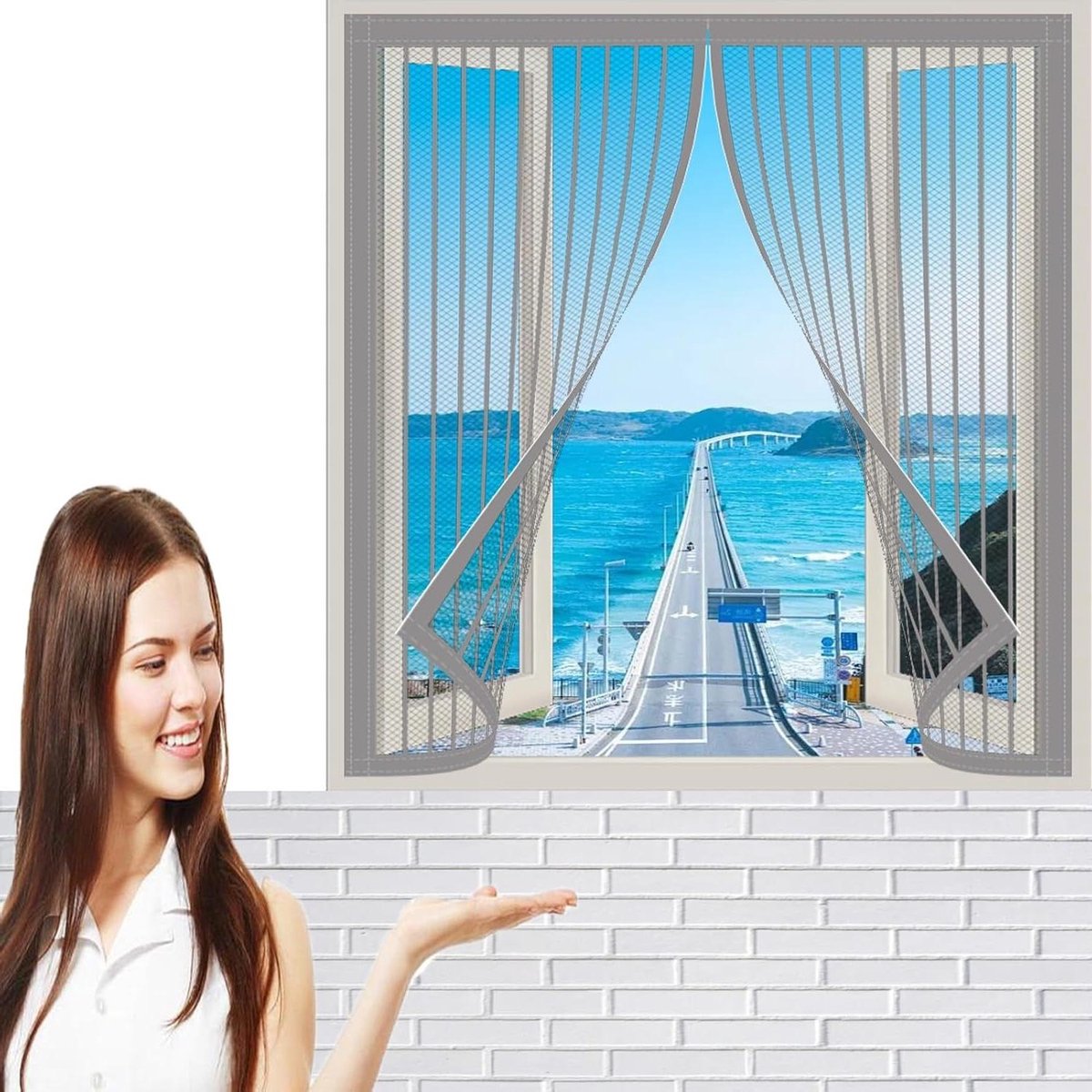 Horren Voor Ramen - Insecten Gaas - Insecten Buiten - Magnetische Sluiting - 150 x 156 cm - Grijs