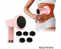 Nextron - Massagepistool 6-delig Diepe massage massage-gun Dieprollende - Massage Pistool Cellulite Massage Apparaat - Oplaadbaar en Draadloos - Roze vrouw cadeau spieren ontspannen Met 5 opzetstukken Oplaadbaar met USB-C kabel tril machine spierpijn