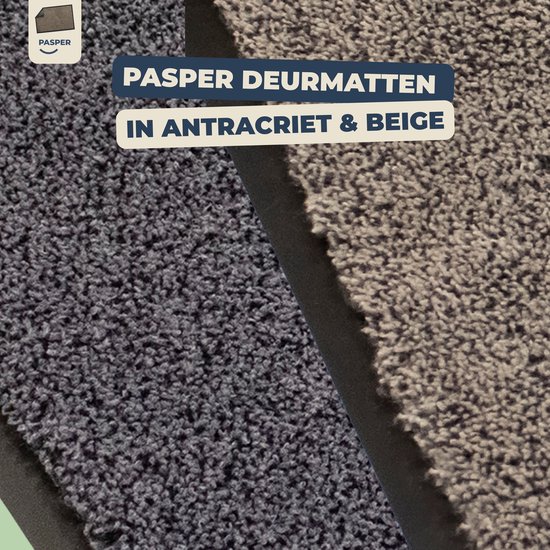 Paillasson tapis de séchage intérieur - 60 x 90 cm - Anthracite - Matériaux 100% recyclés - Fabriqué en België - Lavable - Paillassons Pasper