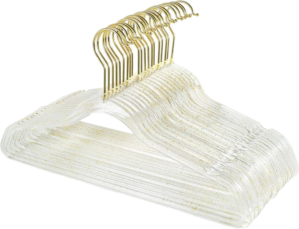 Plastic Hangers - Transparante Hangers - Kast Organiseren - Antislip Ontwerp - 20 Stuks - Goud