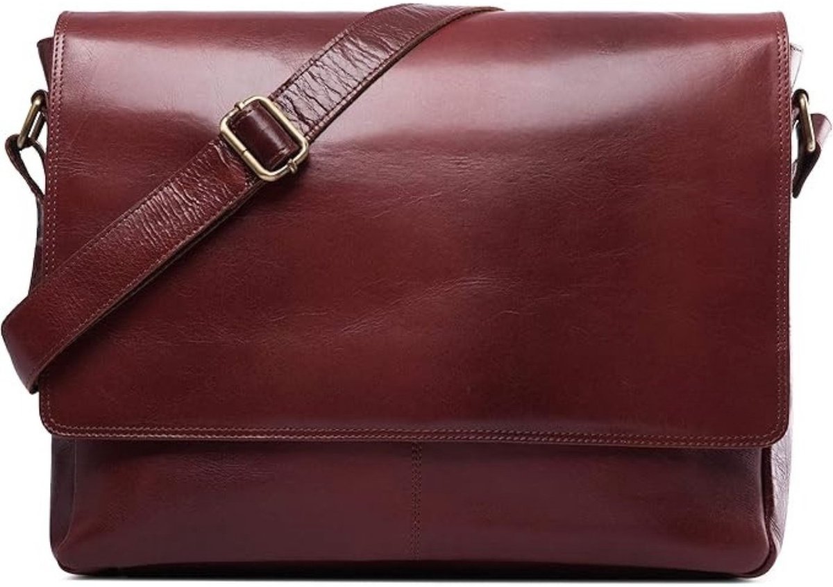 Leren Laptoptas - Laptoptas - Leren Tas - Luxe Leren Laptoptas - Werktas - Schoudertas - Business Tas - Leren Business Tas - 15 inch - Maroon - van Imperatoris
