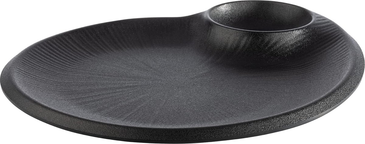 APS NERO serveerschaal – melamine zwart – met geïntegreerd dipschaaltje