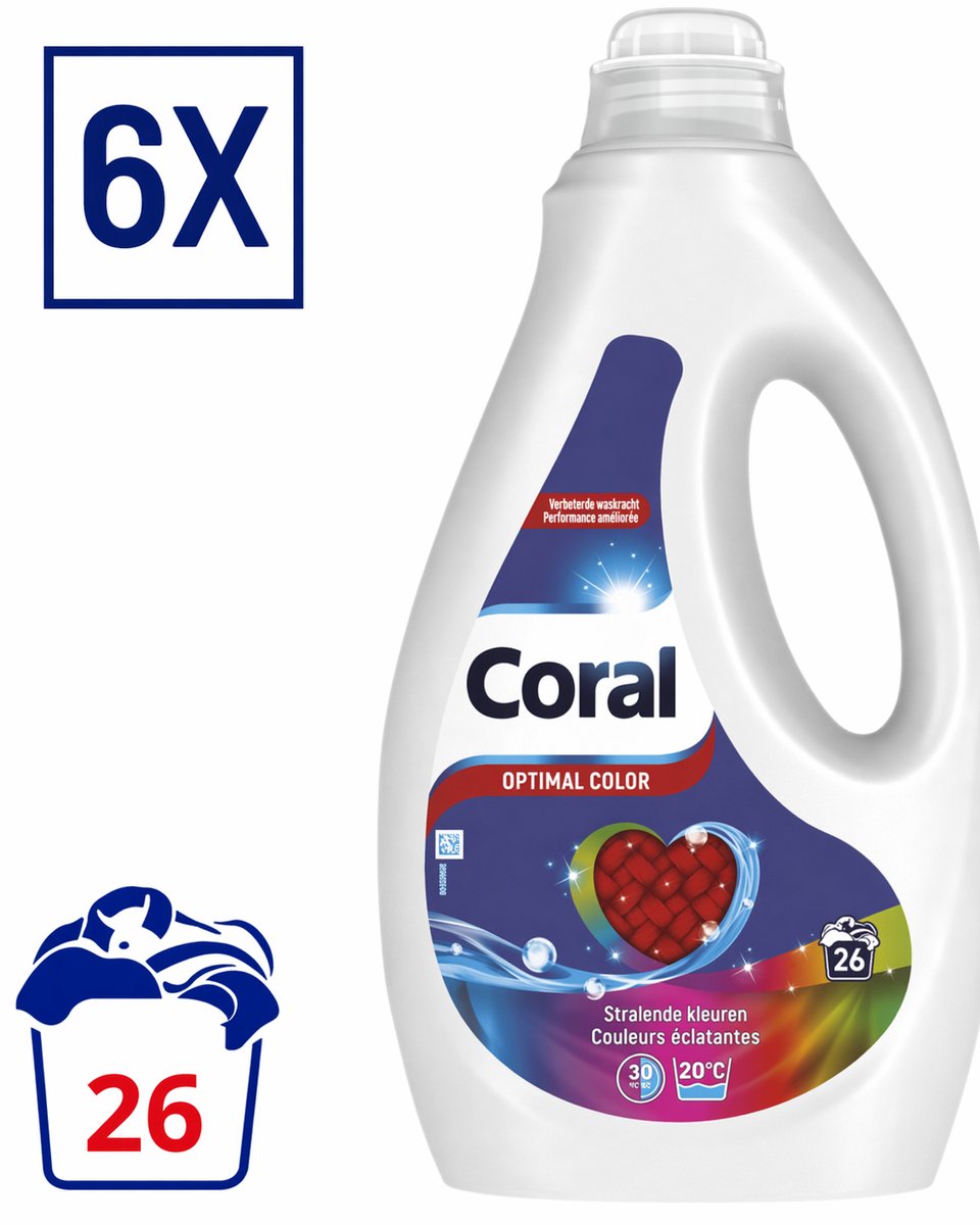 6 x Coral Vloeibaar Wasmiddel Optimal Color - 1.17 L (6x26 wasbeurten)