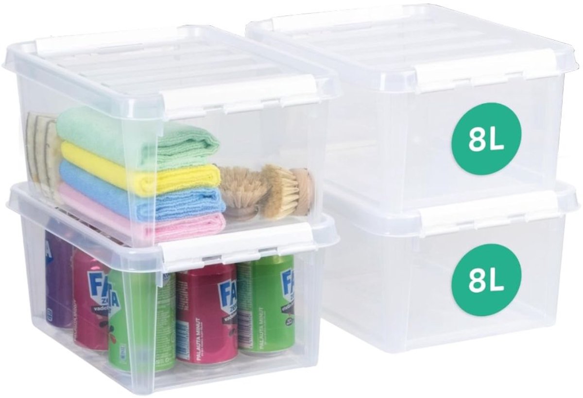 VLSelect®Opbergbak met deksel - Opbergbox - Opbergdoos - Set Van 4