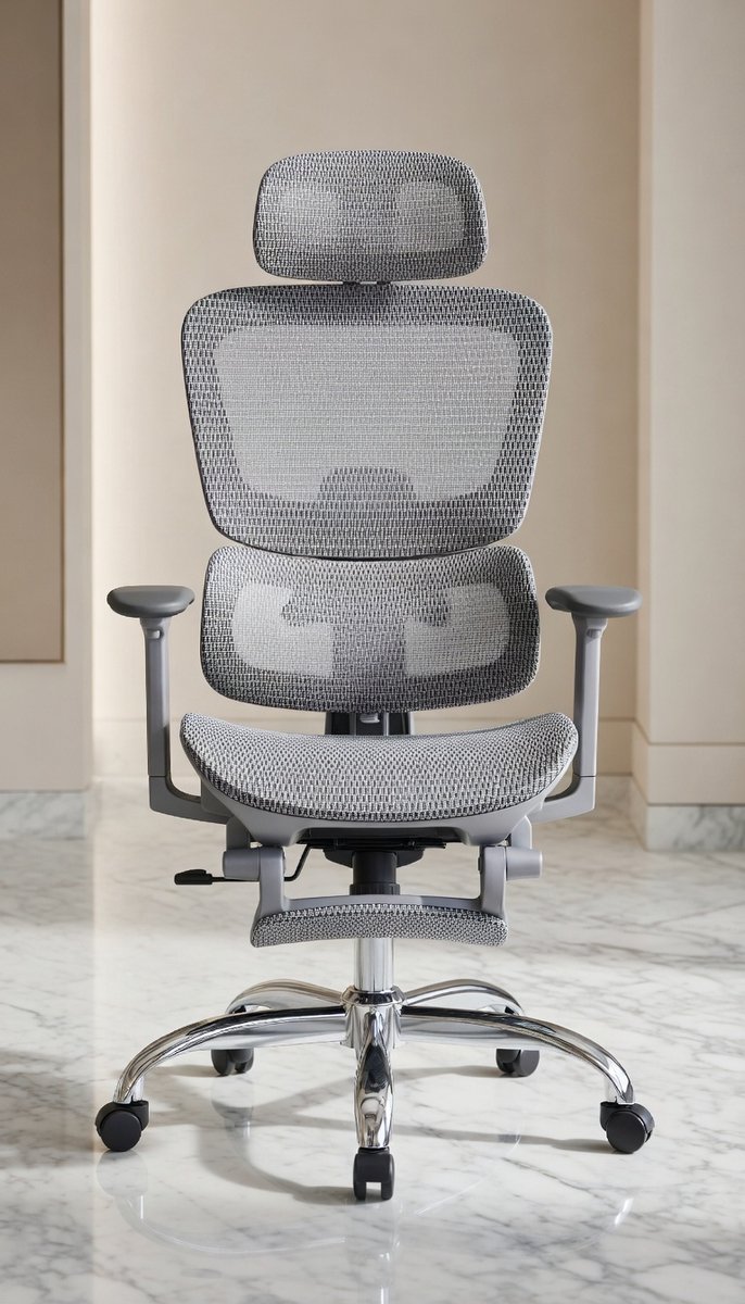 Ergonomische Bureaustoel met Voetensteun – - Grijs - – Medahomestore Pro Comfort Mesh - Medahomestore