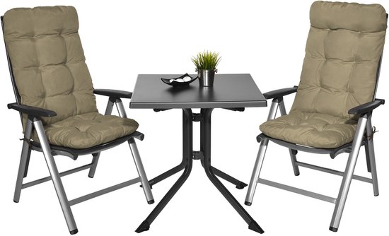 Spetebo Tuinstoelkussen – Voor Hoge Rugleuning, 121x50x6 Cm, Met Bevestigingsriem – Zwart, 55% Polyester/45% Katoen, Schuimvulling – Wasbaar