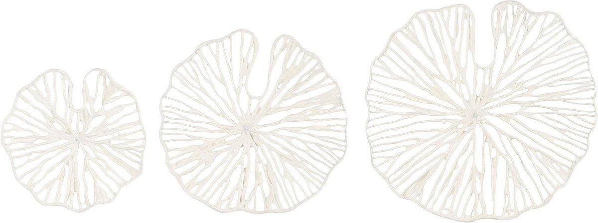 Muurdecoratie Set - Koraal Kunst - Wanddecoratie - Handgemaakt Papier-Mえています - Set van 3 - Wit