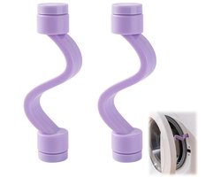 2 stuks-Deursluiting voor wasmachine - Deursteun voor wasmachine - Deurstopper - Ventilatie en geurpreventie - Magnetische sluiting - Wasmachineaccessoires - Geschikt voor wasmachines en drogers - Paars - 10*2*2 cm