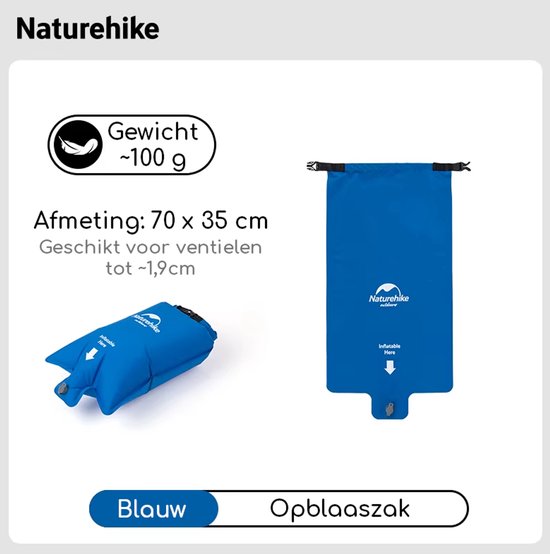 Naturehike Opblaaszak voor Slaapmat - Hygiënisch Opblazen, Waterdicht TPU, Ook als Opbergzak & Kussen van Naturehike — afbeelding 4