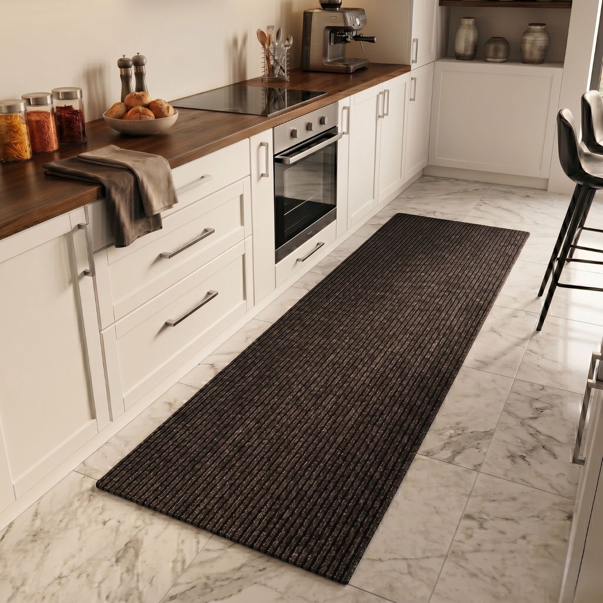 FLOORDIREKT Keukenloper - Tapijtloper - Granada - Bruin - 80 x 450 cm