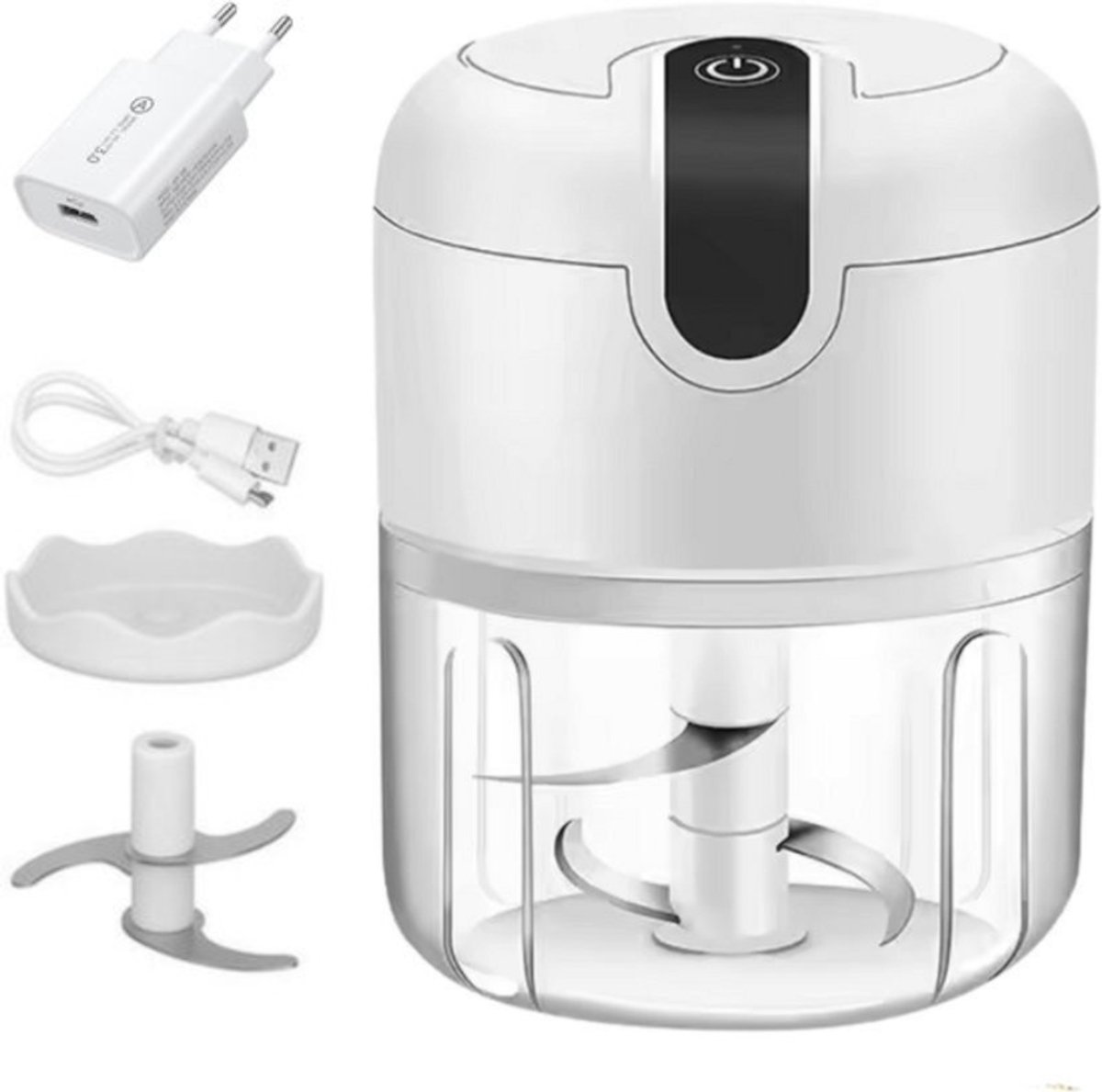 COCHO® Hakmolen elektrische - USB oplaadbal - Mini Portable Chopper - 250ml - Wit - Groentesijder