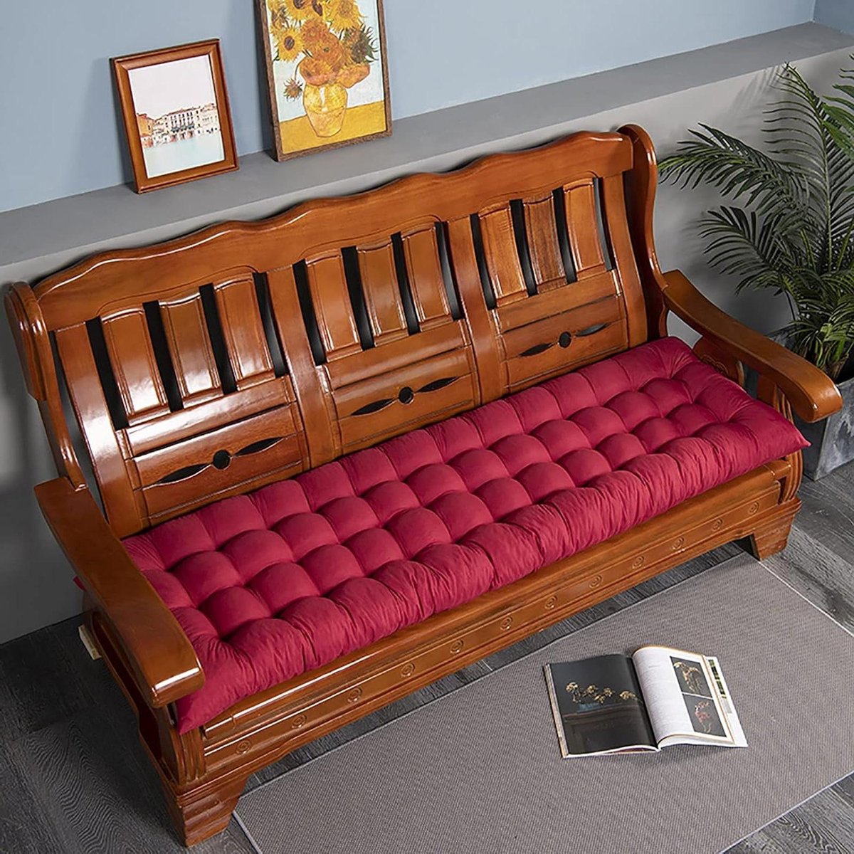 Bankkussen Set - Palletkussen Tuin - Comfortabel Zitten - Extra Dik - 53 x 160 cm - Rood