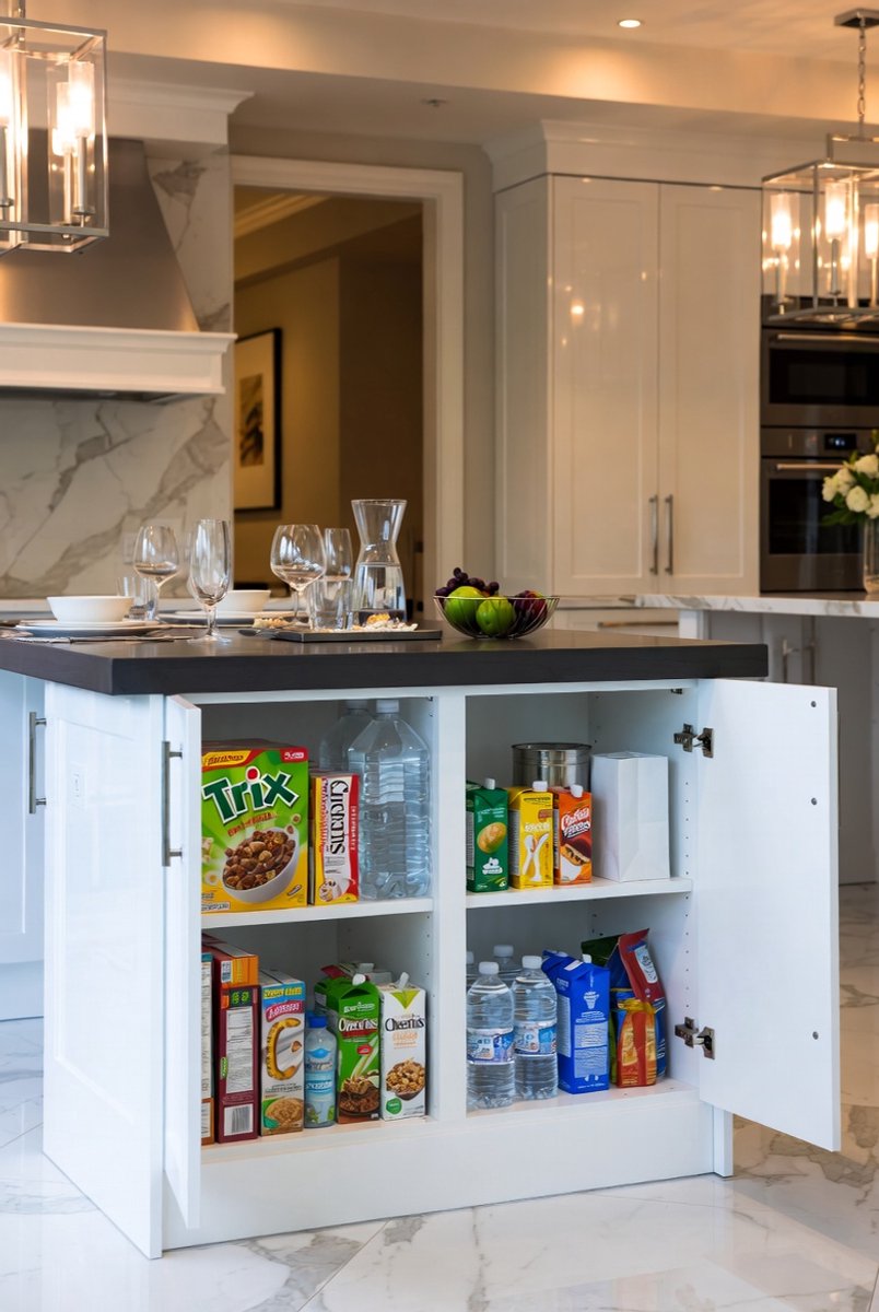 Isola Patrizio Keukeneiland Hulptafel Keukenkast met 3 Deuren en Open Opbergvakken 155 cm – Wit Glanzend & Leisteen – Made in Italy – medahomestore