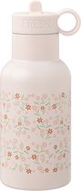 Fresk Thermosfles 350 ml - RVS Waterfles - Lekvrije Drinkfles voor Kinderen - Koude en Warme Dranken - BPA-vrij - Onbreekbaar - 2 Doppen - Thermosbeker - Drinkbeker Meisjes - Roze - Garden Flowers