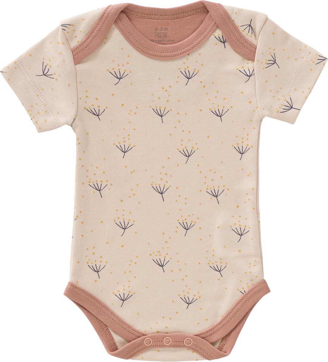 Fresk Romper met Korte Mouwen 6-12 m - Babykleding - Biologisch Katoen - Roze - Dandelion