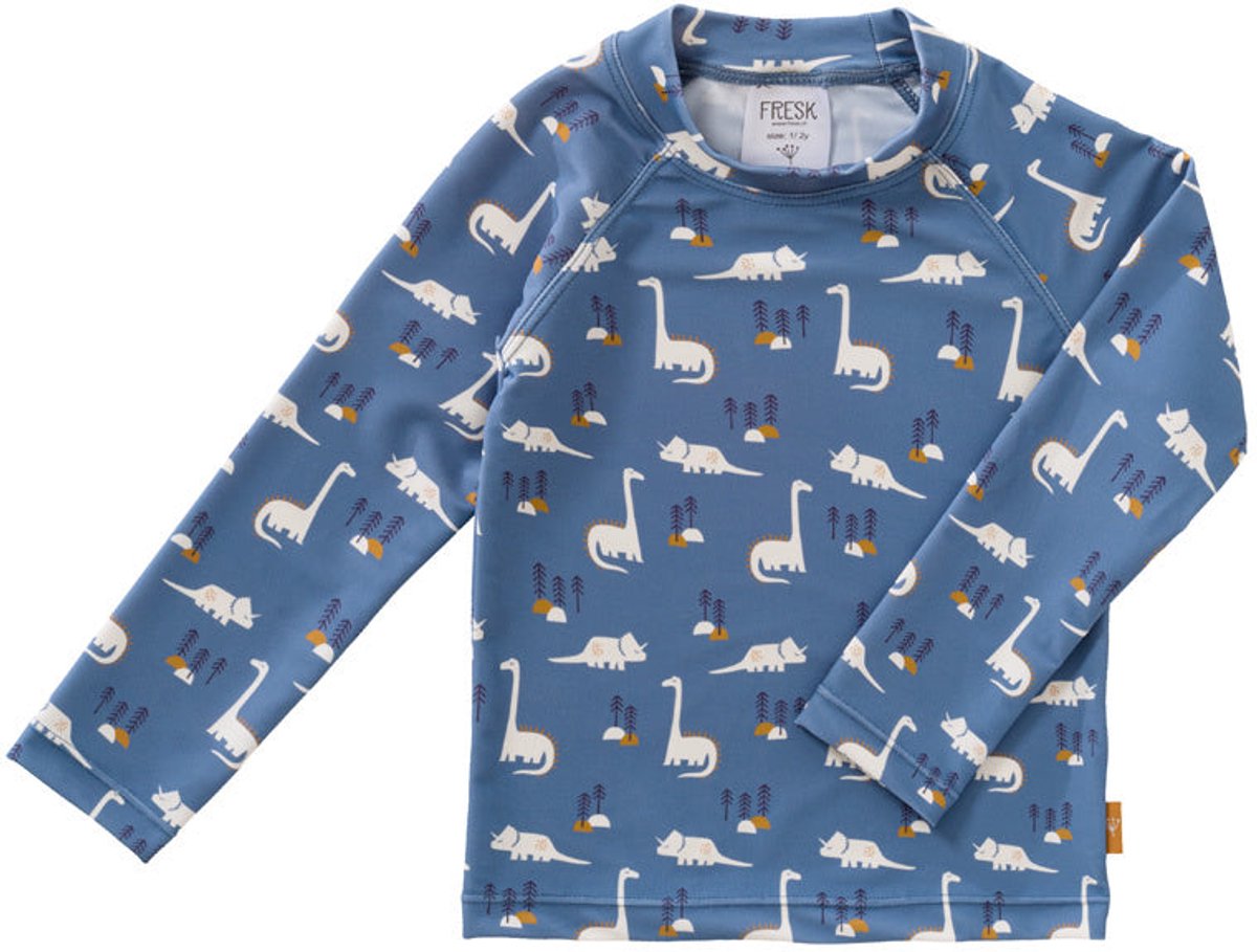 Fresk Zwemshirt 62 - Sneldrogende Zwemkleding voor Kinderen - UPF 50 - Zwemshirt voor Jongens - Zwempak met Lange Mouwen - Blauw - Dino
