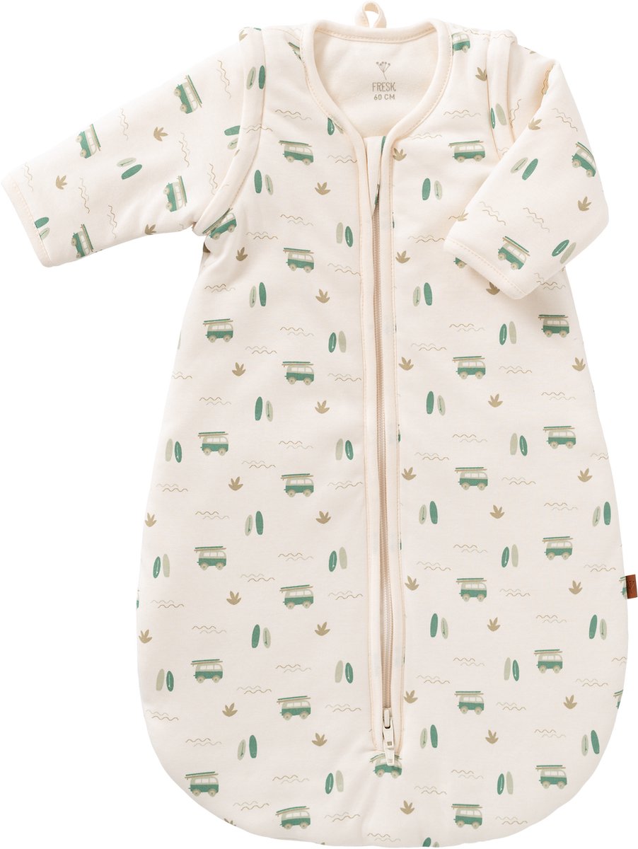 Fresk Slaapzak Baby Winter – Afritsbare Mouwen - Interlock met Lichte Voering - Biologisch Katoen - Zacht en Ademend - TOG 2.8 - Ecru - Surf Boy