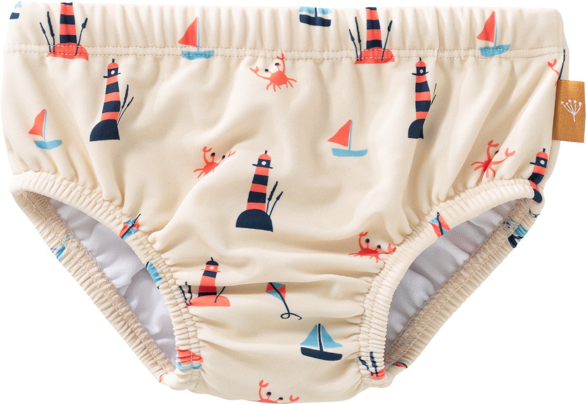 Fresk Luierbroek/ Zwembroek 86 - Ruimte voor Zwemluier - Sneldrogende Zwemkleding - UV-bescherming UPF 50 - Zwemshort Jongens - Creme - Lighthouse