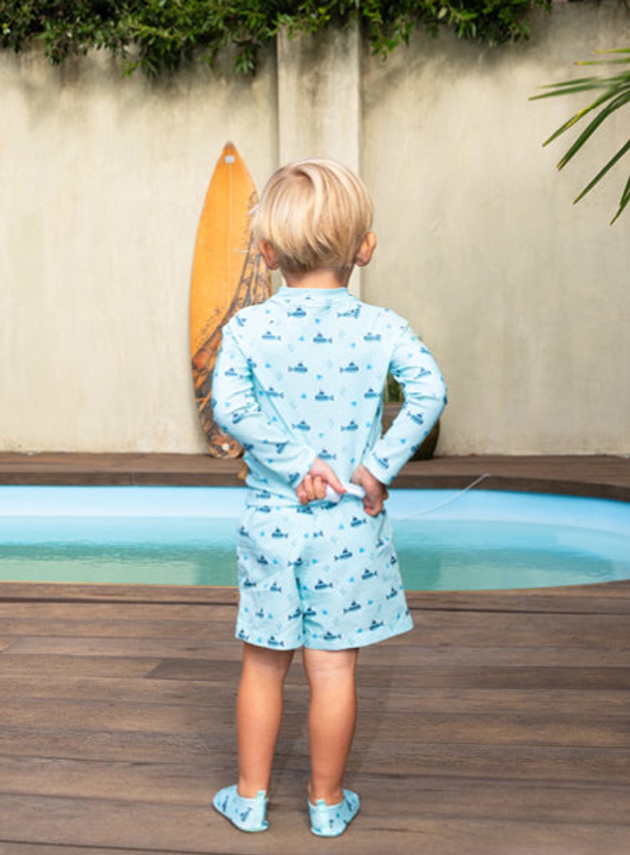 Fresk Zwemshirt 86 - Sneldrogende Zwemkleding voor Kinderen - UPF 50 - Zwemshirt voor Jongens - Zwempak met Lange Mouwen - Blauw - Submarine — afbeelding 2