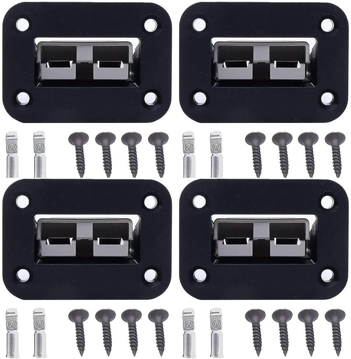 Inbouwframes met Afdekking - Anderson Connector Houders - Stroom Aansluiten - Verzonken Montage - 120 A - Zwart