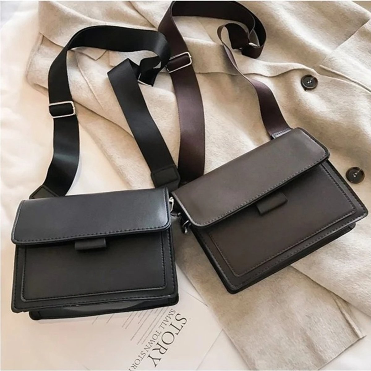 Klassieke designer crossbodytas van PU-leer voor dames, reistas met handvat, modieuze schoudertas, messengerbag, kleine tas met klep.