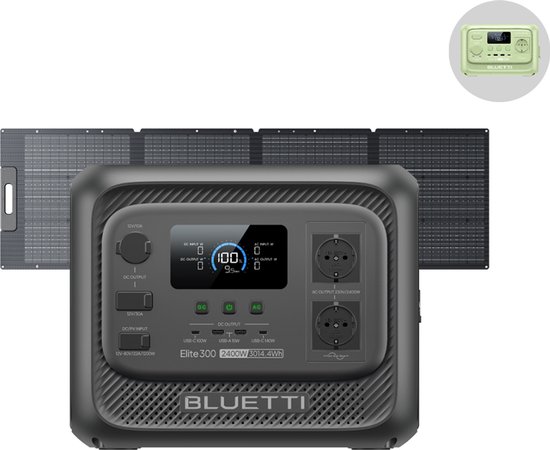 BLUETTI Elite 300 3014.4Wh- 2400W- Zonnegenerator - met 200W Zonnepaneel PV200- met Elite 10 - 200W - 128Wh - Powerstation 230V Draagbare Accu - voor thuis, kamperen en camper als back-up