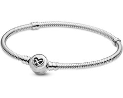Fler® | Bedel Armband met Oneindige Liefde Sluiting - maat 18 | Armband Zilver | Zilveren armband | 925 sterling zilver | geschikt voor alle populaire bedel collecties (standaard - 3mm) | Vlinder sluiting |Elegante dames armband |Valentijnsdag Cadeau
