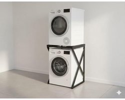 SERALUXE - Universeel Wasmachine Kast - Wasmachine Verhoger- Metaal - Zwart - Universeel Wasmachine en Droger Kast - Wasmachine Ombouw - Wasmachinerek - Wasmachine Sokkel- Robuust - Stabiel - Stevig - Anti Vibratie