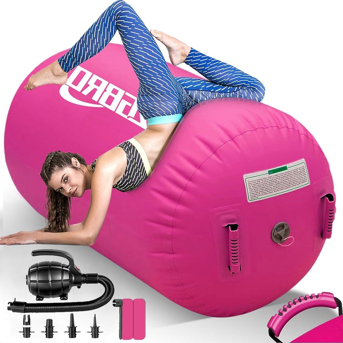 Gymnastiek Luchtrol - Opblaasbare Tumbling Roller - Gymnastiek Training - Snel Opgeblazen - Diameter 60 cm - Roze