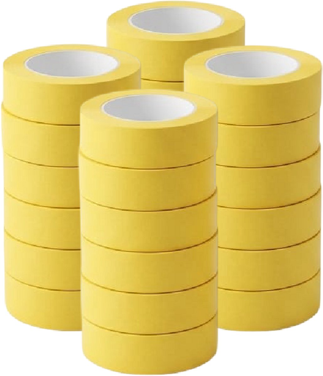 Stucco Tape Geel 38mm - 50m - (PITOR®) x 24 stuks - afplaktape - stuctape - tape - PITOR - jijbouwt - premium - kwaliteit - stuc - stucwerk - stukadoor - stukadoorstape - stucco - afplaktape - tape - afplak - latex - saus