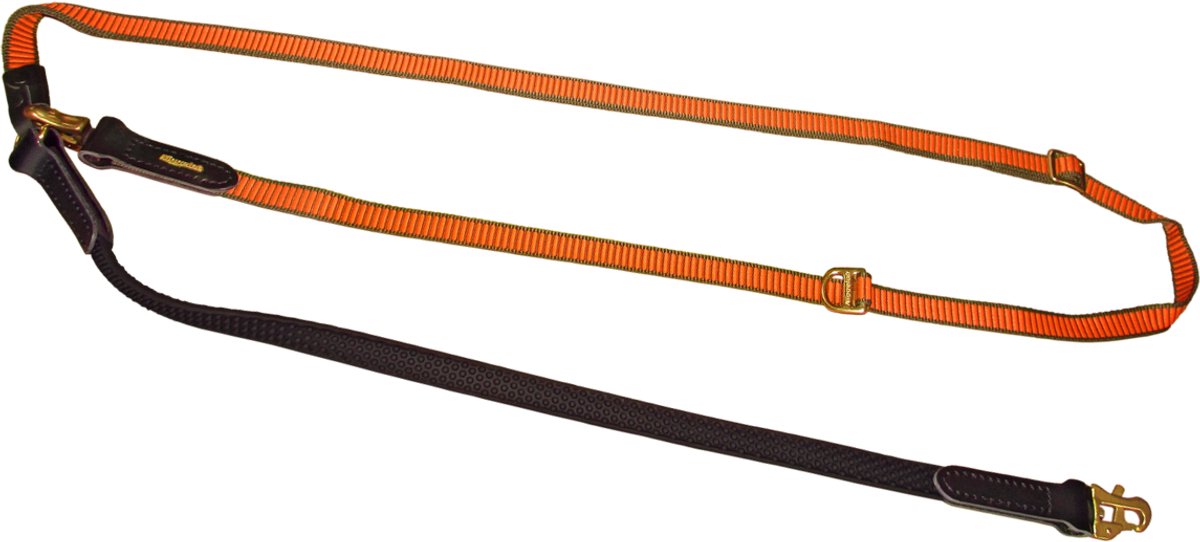 Niggeloh Grip Hondenlijn – Comfortabele Verstelbare Lijn met Extra Grip - Oranje/ Olijf Groen 20mm