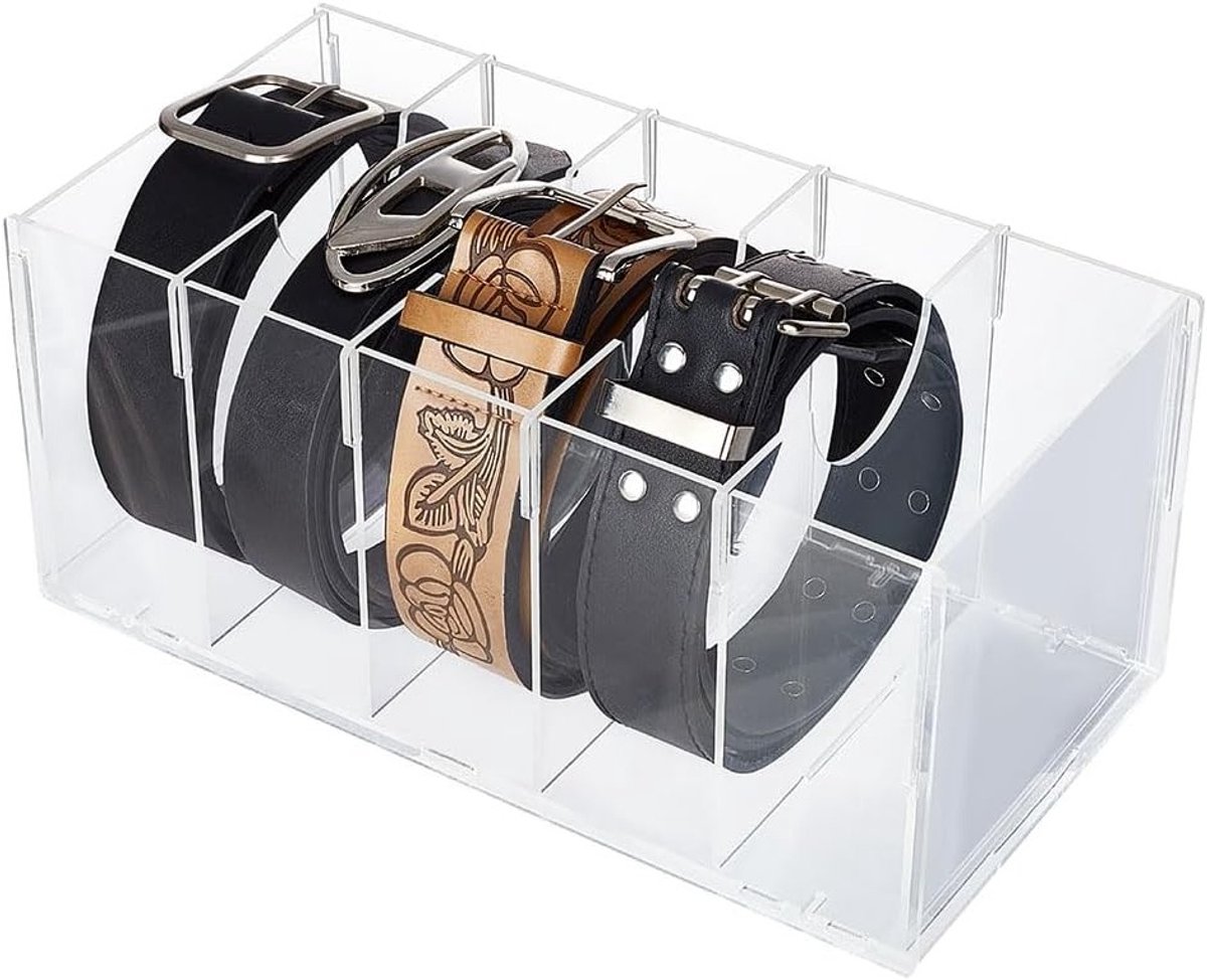 5 Compartimenten Acryl Organizer voor Straps, Tassen en Horloges - Transparante Opbergdoos voor Kledingkast en Accessoires