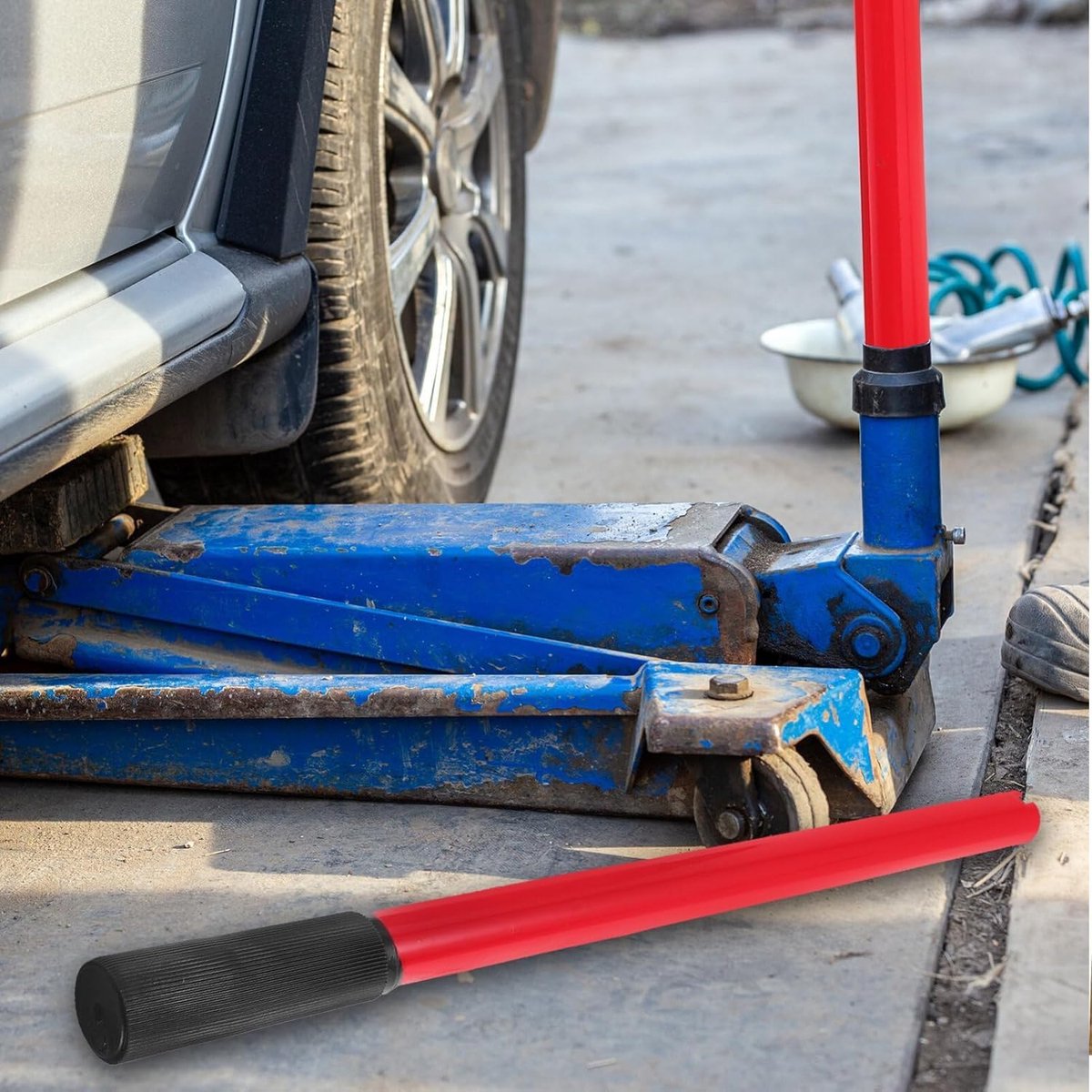 Krik Handvat - Vloerkrik Handvat - Auto Onderhoud - Antislip Grip - 50 cm - Rood