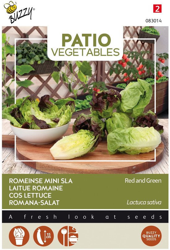 Buzzy® Terrasgroenten – Romeinse Mini-sla zaden – gemengd