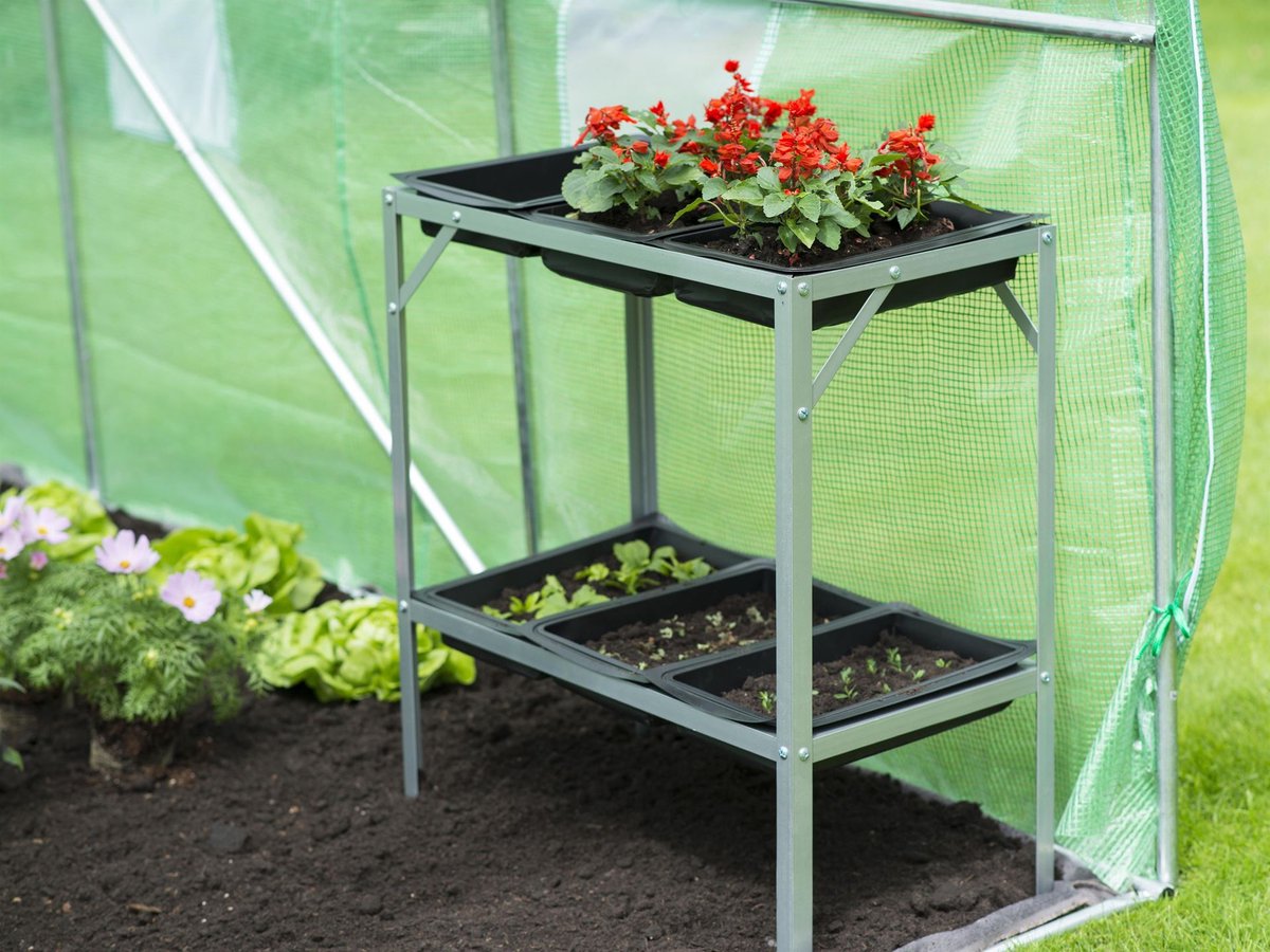 Talen Tools Nature Table de culture - H77 x 77 x 40cm - 6 bacs de semis