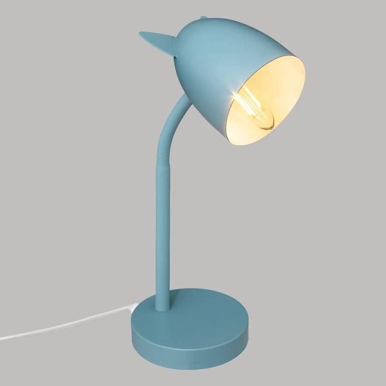 Atmosphera Kinderkamer bureaulamp - met oortjes - blauw - metaal - 18 x 12,5 x 31 cm - tafellamp — afbeelding 3