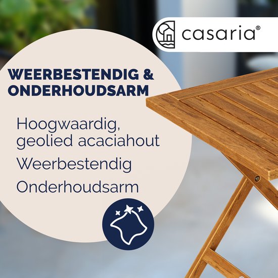 Casaria Bijzettafel - Acacia Hout 46x46x46cm Inklapbaar - Bruin