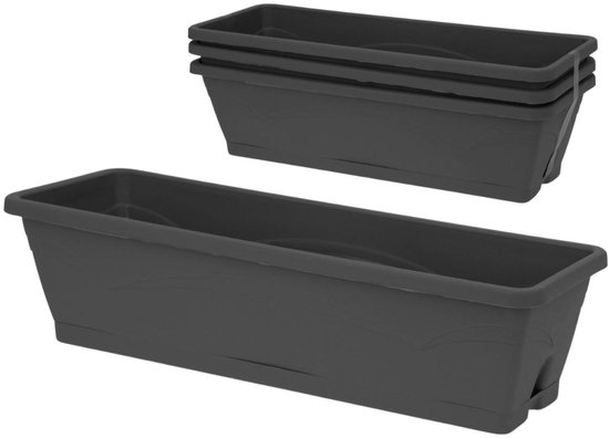EDA Set van 3 jardinieres balkon Symphony - 3 x 6 L - 50 x 15 x 12 cm - Antracietgrijs van EDA — afbeelding 2