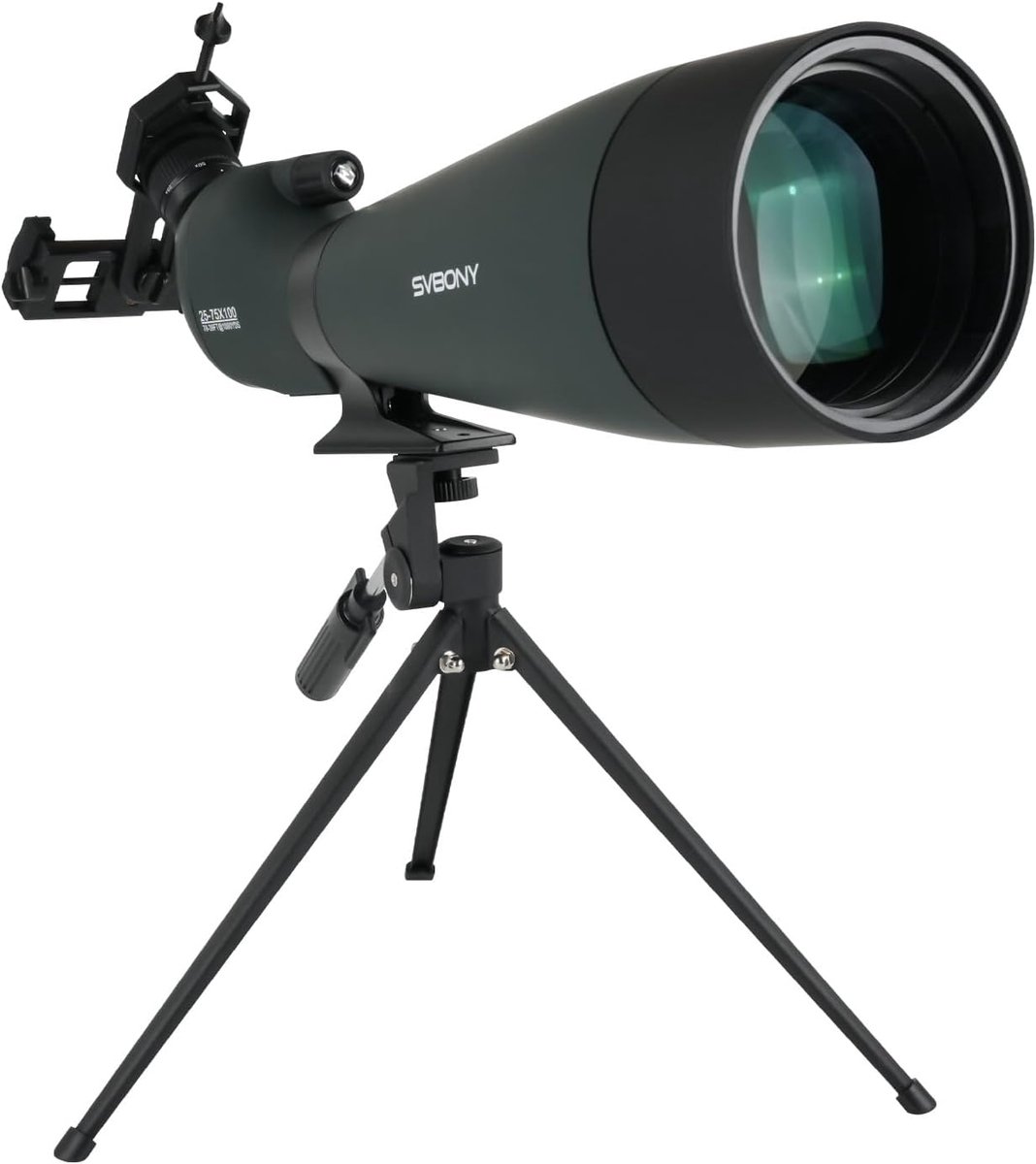 SVBONY SV28A Spotting Scope 25-75x100 – Hoge zoom-grote objectieflens–FMC– Monokijker met statief–smartphonehouder opbergtas – Vogels spotten natuurobservatie schieten –waterdicht